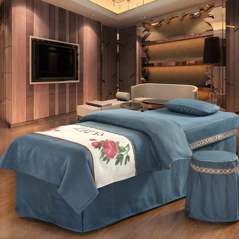 Châu Âu cao cấp denim bedspread vẻ đẹp massage gia đình giường vật lý trị liệu của bốn bộ thẩm mỹ viện có thể được tùy chỉnh - Trang bị tấm mua ga giường spa