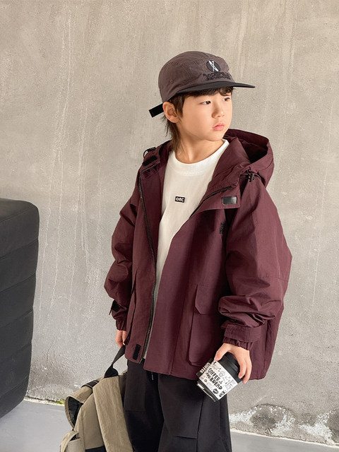Boys' Spring and Autumn Jacket 2025 New Children's Autumn Workwear Jacket, Big Kids' Autumn Cool Trench Coat Trendy