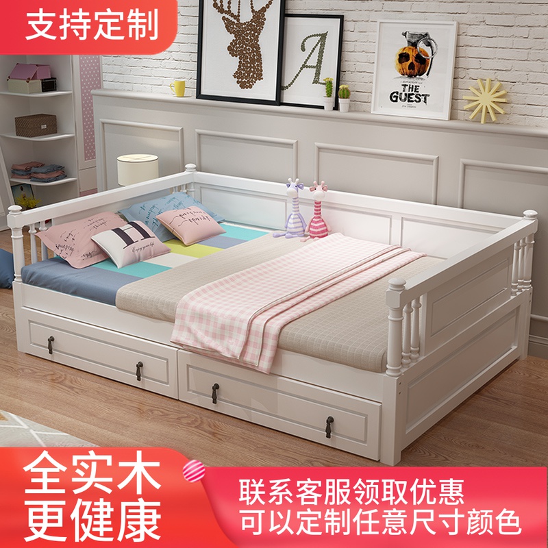 American all-wood children bed with guardrails small bed minimalist bedroom 1 2 m boy girl single bed splicing bed