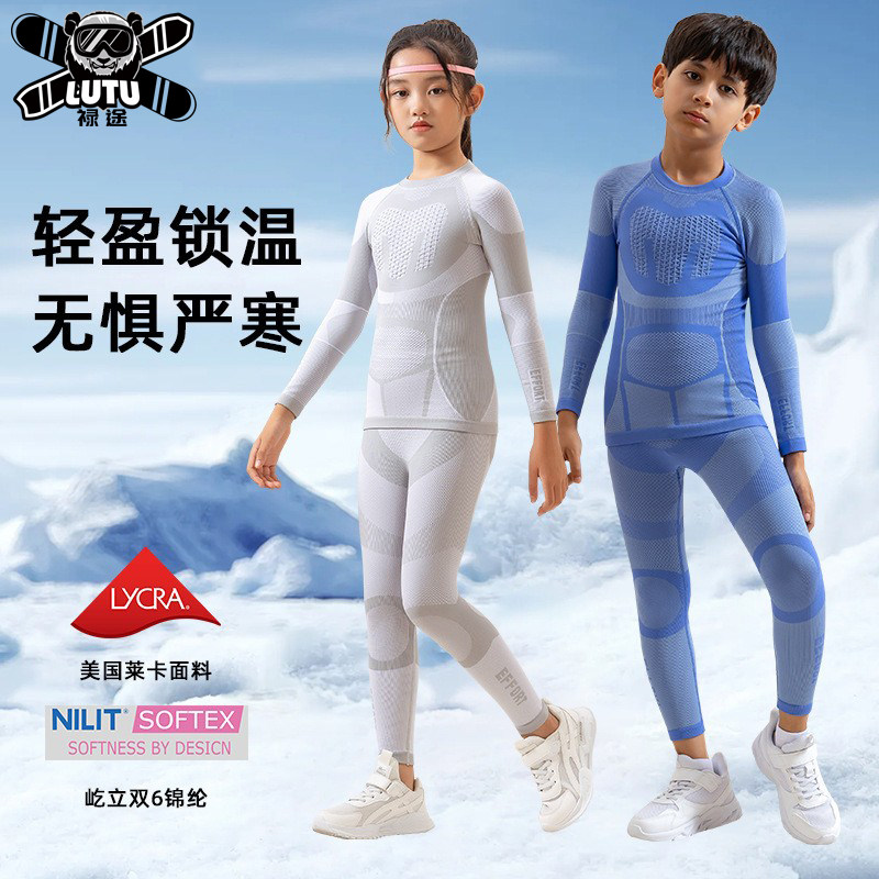 Children's Ski Quick-Drying Clothing Set, Warm Compression Mountaineering Underwear, Ski Clothing, Leggings for Women and Men, Outdoor Sweat-Wicking Winter