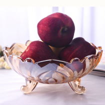 Thick lead-free color Nordic style fashion glass three-foot fruit bowl fruit bucket gift coffee table home