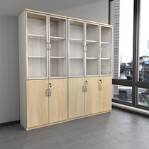 Office wooden file cabinet Simple modern data file locker bookcase with lock with glass door Office cabinet