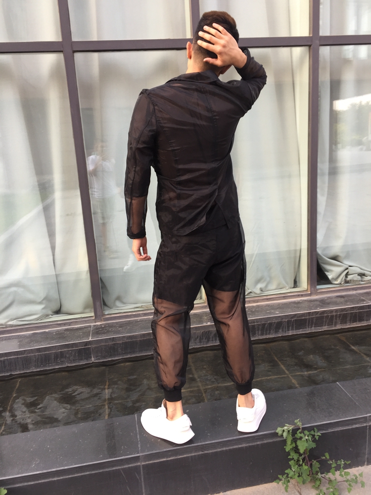 Phối cảnh organza, sexy chân đen quần hậu cung lỏng lẻo, gốc thiết kế thích hợp menswear thương hiệu