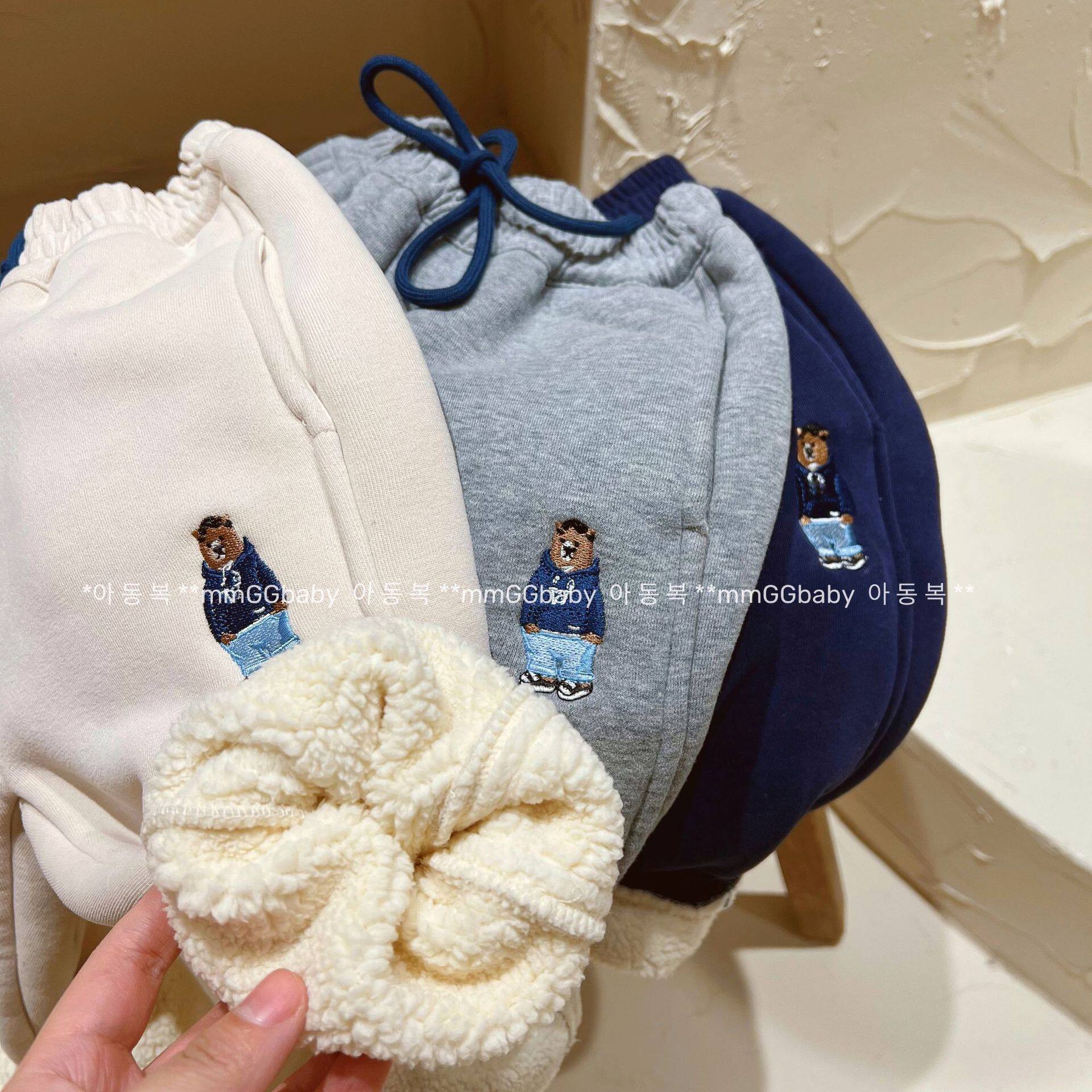 Korean children's clothes boy and girl plus trousers in one - one - piece pants and pants for 2021 winter casual pants