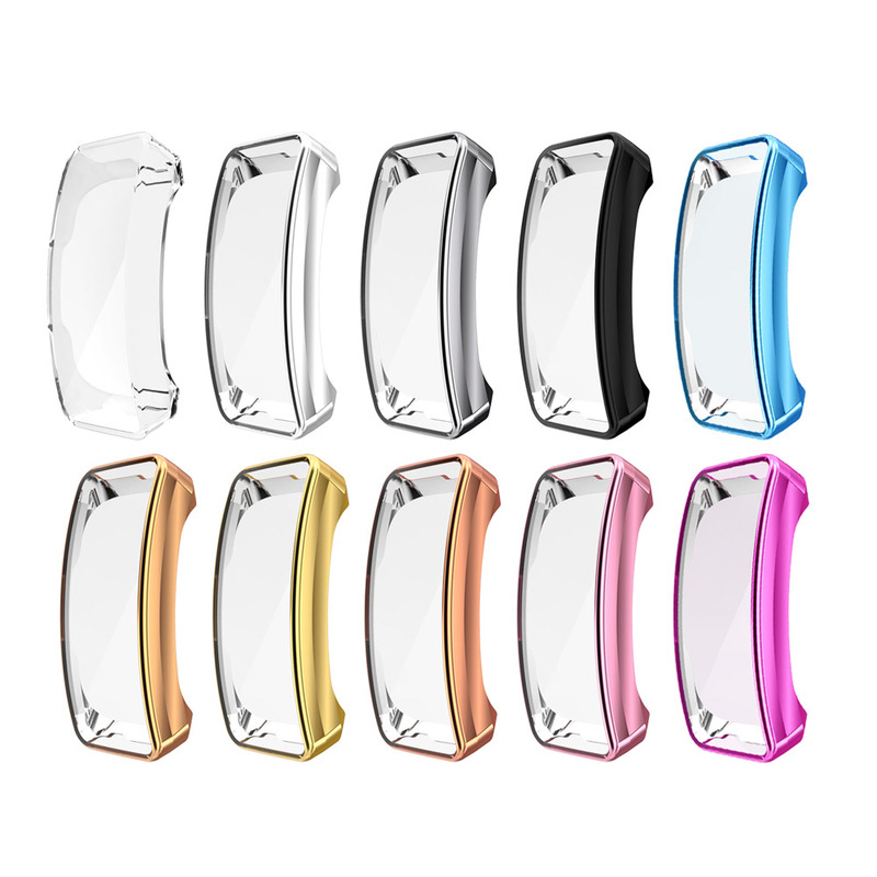 Suitable for Fitbit Inspire Watch Protective Case Inspire Hr Tpu Anti-Drop Soft Silicone Electroplated Full-Cover Soft Case Protective Cover Silicone Inspire/Hr Accessories Shell Smart