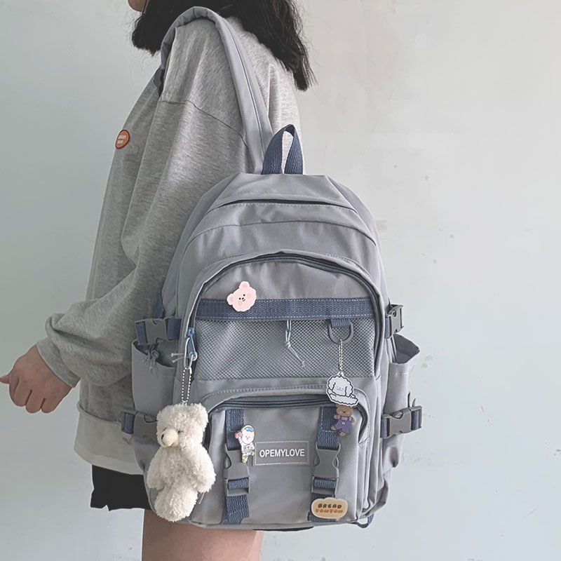 Han Edition School Bag Female Original Juku Ulzzang Middle School Students Junior High School Light Cute and Shoulder Bag Ins Large Capacity Double Shoulder Bag Tide