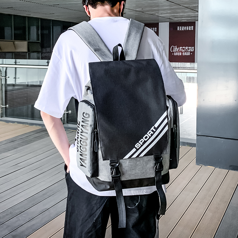 Han Prints Chauded Double Shoulder Bag Men 2022 New Bag Girls High School Students Big Capacity Travel Computer SHOULDER BAG