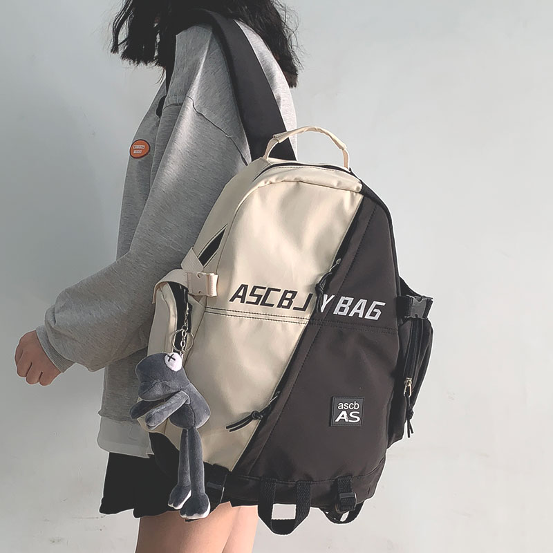 Double Shoulder Bag 2022 New Tide Men's Fashion Han Edition 100 Hitch Big Capacity High School Schoolbag Schoolgirl Travel to Shoulder Bag