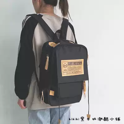 Schobag female Korean version of Junior High School High School Japanese ins trendy brand fashion backpack male Forest College students canvas backpack