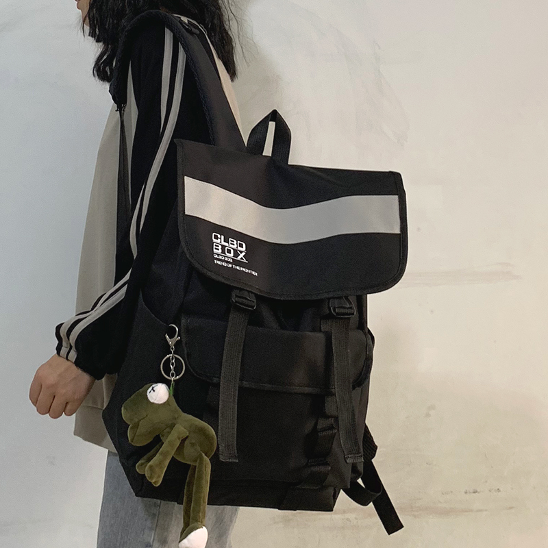 Tidal Cool Overalls Girls Han Edition High CUHK Capacity Travel Computer Bag Men's Wind Fashion Double Shoulder Bag Woman