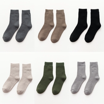 Winter warm solid color terry socks for men new pure cotton simple and versatile casual retro deodorant and sweat-proof mid-calf socks