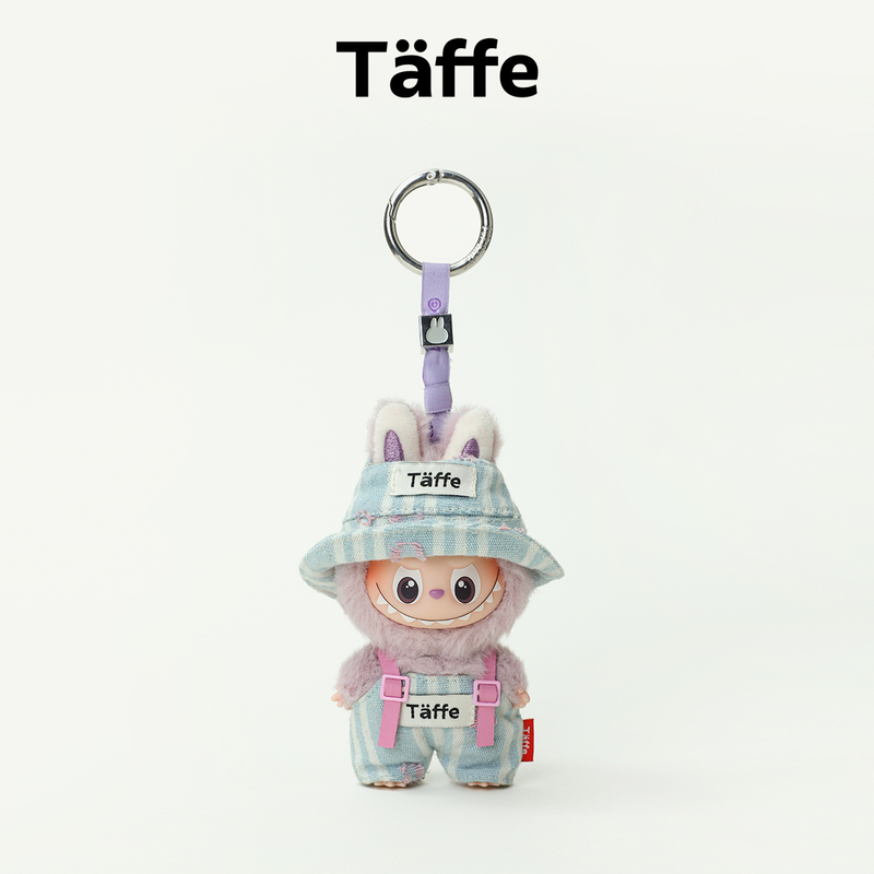 Taffe Original Labubu Doll Clothes 10cm Labubu Fourth Generation Mini 4.0 Striped Denim Suit Doll Clothes