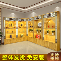High-end deer antler and sea cucumber display cabinet cordyceps birds nest display cabinet tobacco wine tea and precious medicinal materials shelf display cabinet