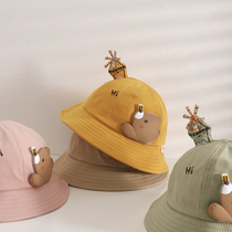 Childrens hat 2022 Spring new super cute cute little bear baby basin cap solid windmill tentacle with baby fisherman hat