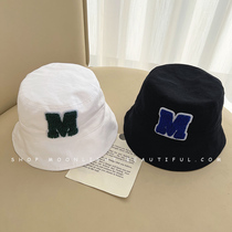M letter sticker child fisherman hat Han version male and female baby spring autumn summer cotton basin hat sunscreen sunscreen hat tide