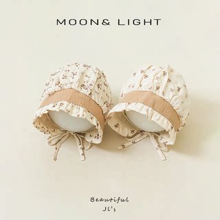 Infant Hat for Spring and Autumn, Milk Tea Color, Floral Pattern, Thin Style, Newborn Hat for Baby Girls, Small Age, Ear-Protecting, Court-Style Hat