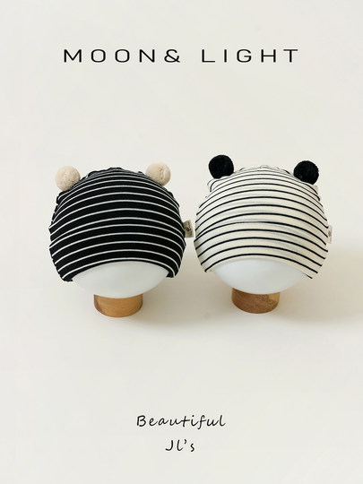 Infant and toddler hats spring and autumn double ball stripes sun protection thin newborn baby hats for male and female babies small month old pullover hats