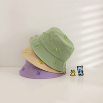 Childrens hat 2022 spring summer style jelly small bear cute baby fisherman hat macaron color trend 100 hitch cap