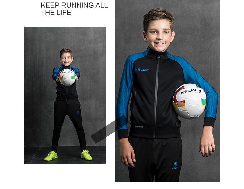 Kelme xe làm đẹp quần áo bóng đá cho bé trai tay dài chạy bộ thể dục - Áo khoác thể thao / áo khoác áo gió thể thao