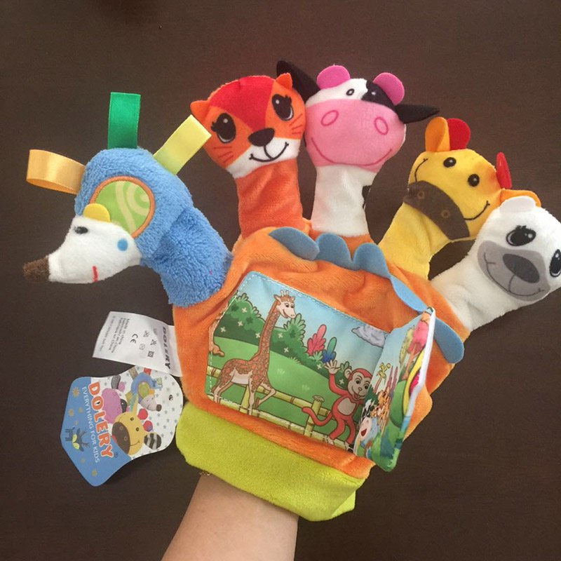 Baby hand puppet Toy Animal gloves Baby finger puppet Hand puppet with sound paper small cloth book Storytelling set hand doll