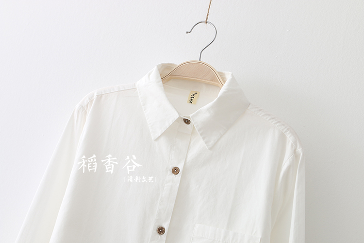 Daoxiang Valley / Phiên bản tiếng Hàn mới của cơ sở văn học tươi mát đa năng mẫu cotton toàn diện áo sơ mi nữ công sở