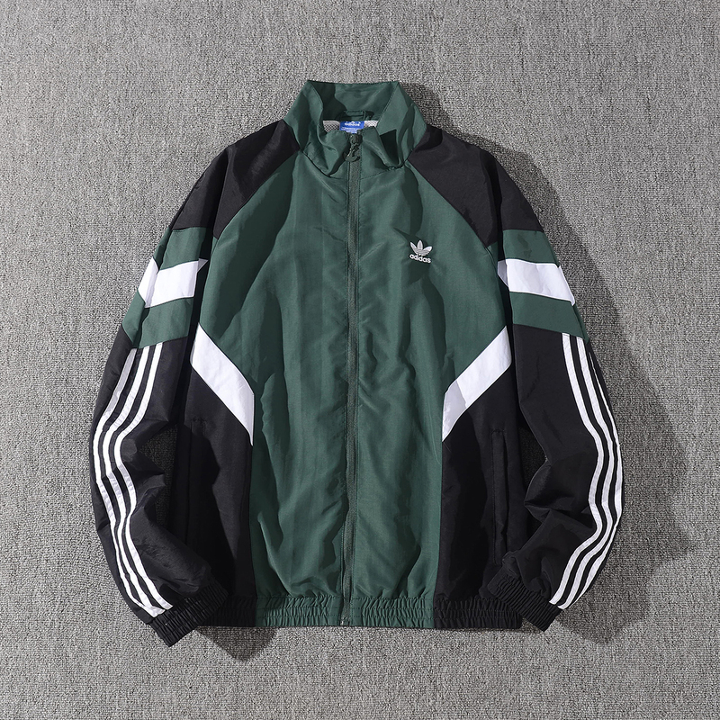 Adidas Men's Jacket with Clover Embroidery, Stand-Up Collar Jacket, New Spring and Autumn Casual Sports Loose Top, Team Uniform
