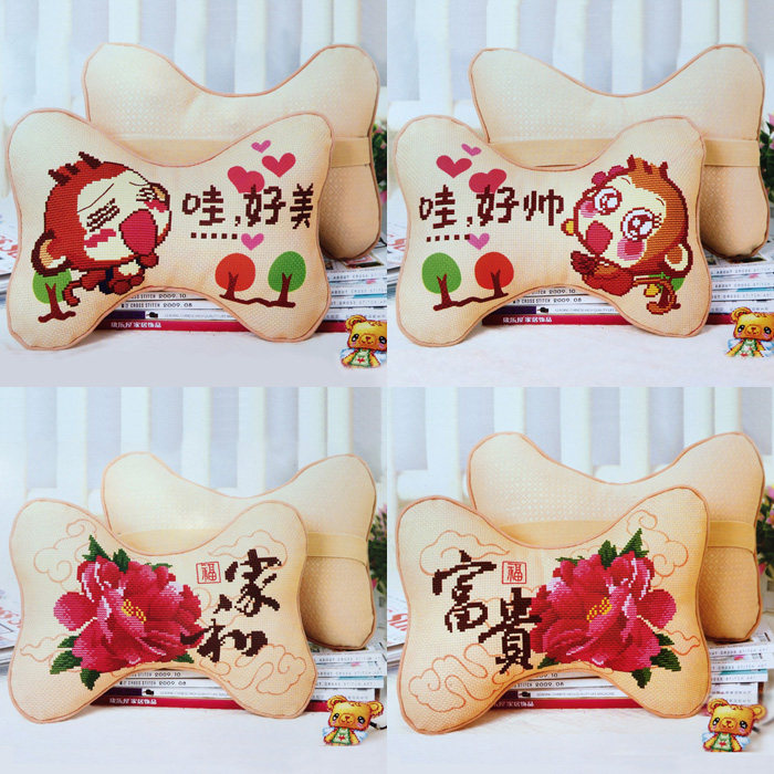 New printed cross stitch pillow a couple cute cartoon car cartoon car pillow living room bedroom pillow