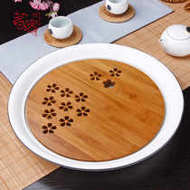 Large number of round white porcelain ceramic tea tray 12 inch household dry foam table minimalist living-room Easy embedded tea table coarse pottery