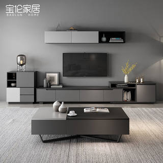 Modern Nordic TV cabinet simple coffee table combination set new living room retractable TV cabinet low cabinet floor cabinet