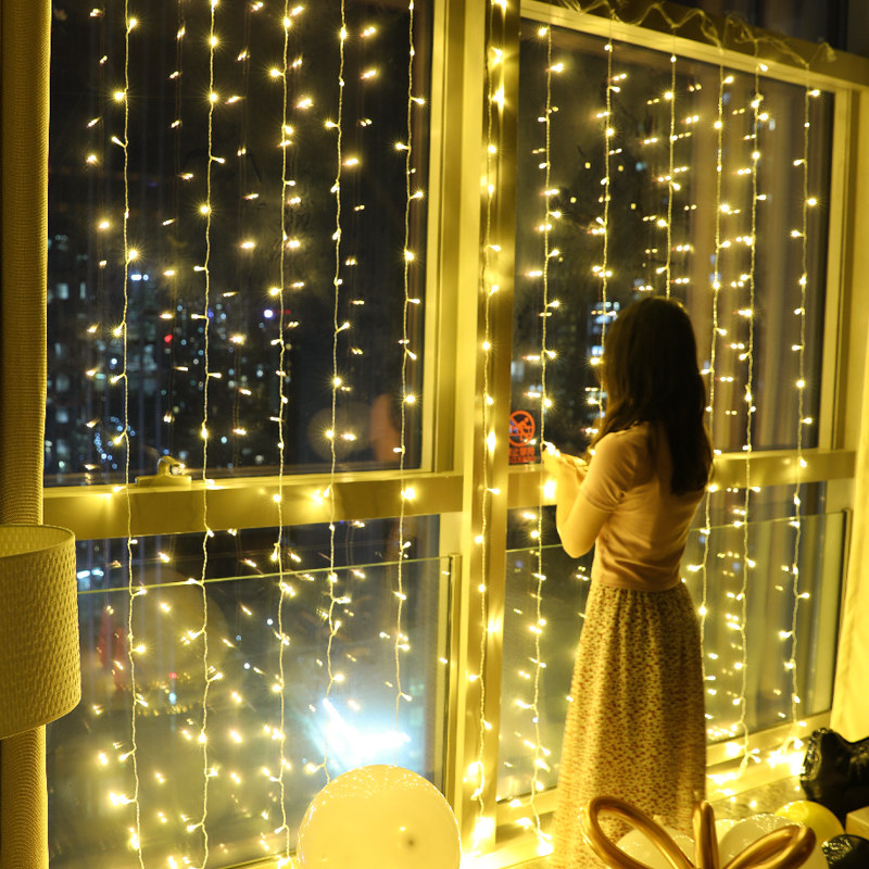 Colorful lights Flash lights String stars five-pointed stars LED lights Curtain hanging lights decorative confession proposal network red star lights