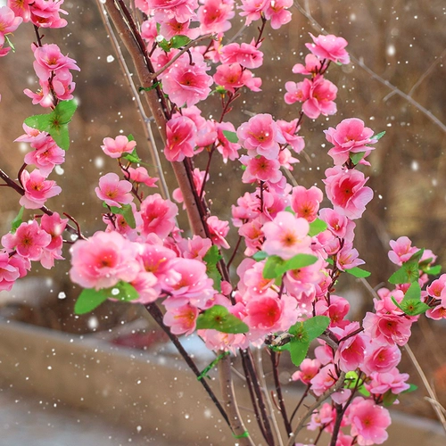 Имитация ветки персикового цвета для гостиной, поддельный зимний сладкий одиночный пластиковый цветок, украшения из сухоцветов, украшение интерьера, дерево, напольная ветка вишни
