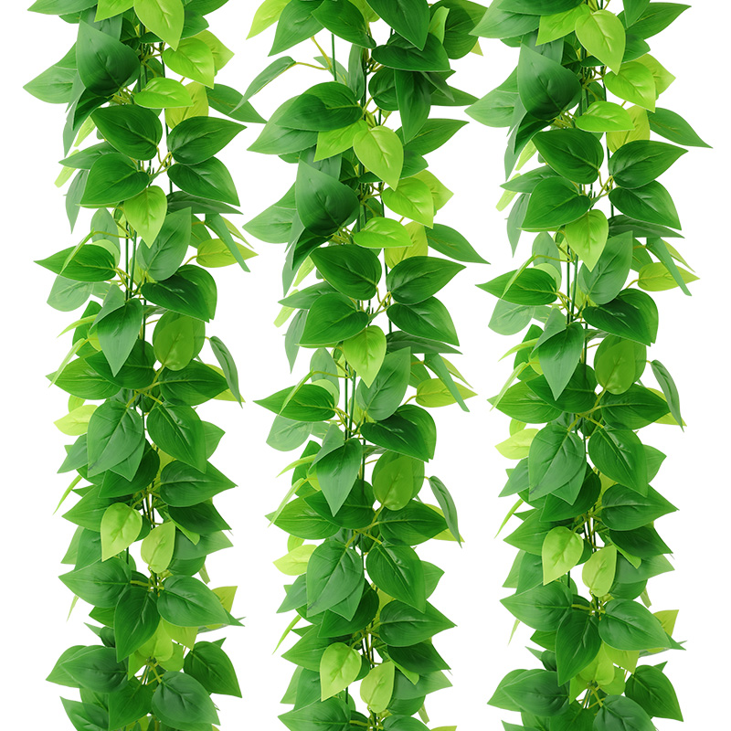 Simulation rattan green radish leaf decoration fake leaves green vine vine plastic flower vine water pipe to block air-conditioning green leaf flower