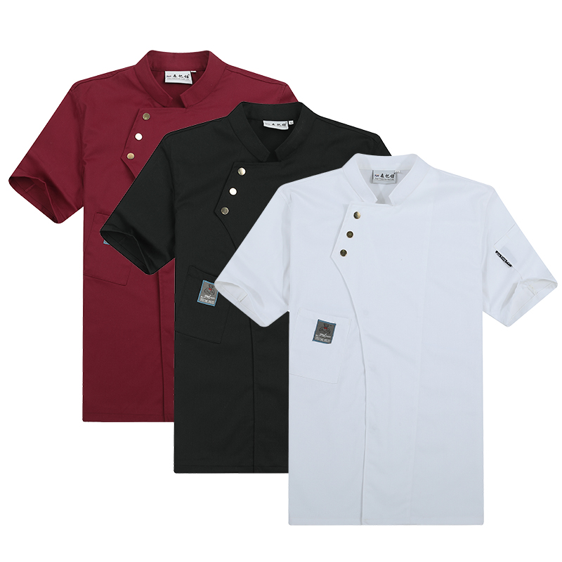 Chef của workclothes nam ngắn tay mùa hè ánh sáng thở thoải mái quần áo đầu bếp nhà hàng sau khi đầu bếp của workclothes tay áo ngắn