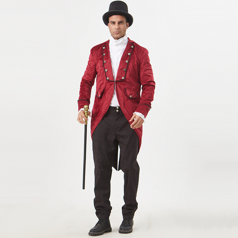 European and American Steampunk Velvet Jacket Gothic Vtg Victorian Clothing Retro Tailcoat