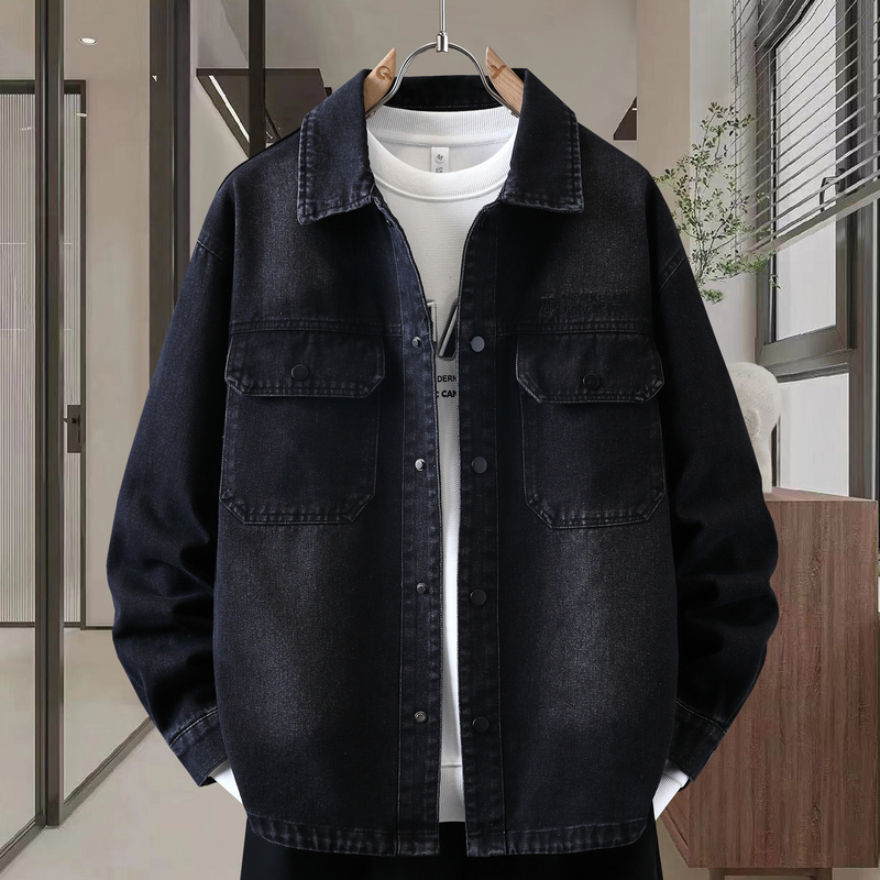 Men's Denim Jacket Spring and Autumn 2025 New Trendy Casual Versatile Workwear Jacket Youth Solid Color Top