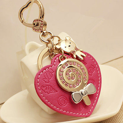 Leather car key chain Ladies lollipop key chain creative gift