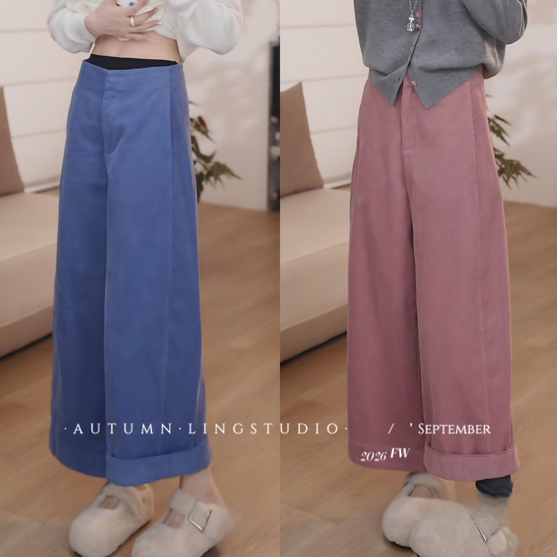 Zero Zero "Vitality Filter" All-Cotton Corduroy Autumn/Winter Three-Dimensional Cut High-Waisted Straight-Leg Cropped Pants 6090704