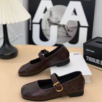2025 Spring and Autumn New Retro Mary Jane Shoes for Women, Comfortable Soft Sole, One-Strap Slip-On, Shallow Square-Toe Single Shoes