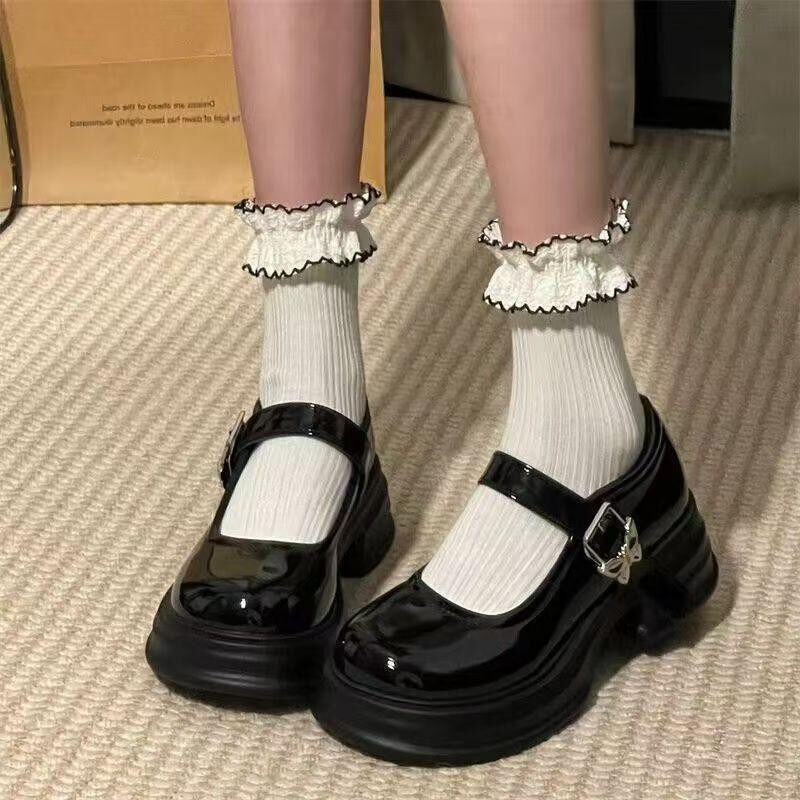 Shallow Mouth Japanese Style Spring and Autumn New French Retro Jk Small Leather Shoes Single Shoes Butterfly Buckle Mary Jane Shoes Versatile