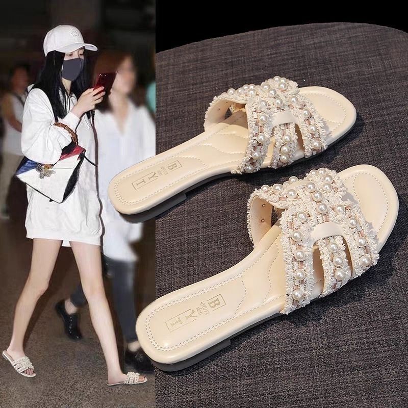 Super Soft Chanel-Style Slippers for Outdoor Wear 2026 New French Pearl Slippers Fairy Style Summer Beach Shoes Slippers Super Soft Chanel-Style Slippers for Outdoor Wear 2026 New French Pearl Slippers Fairy Style Summer Beach Shoes Slippers