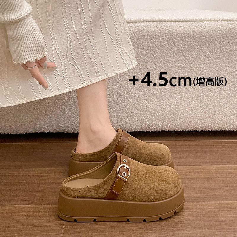Thick-Soled Height-Increasing Closed-Toe Half-Slippers for Women, 2026 New Autumn and Summer Cool Slippers, Comfortable Slip-On Birkenstock-Style Shoes with a High-End Feel