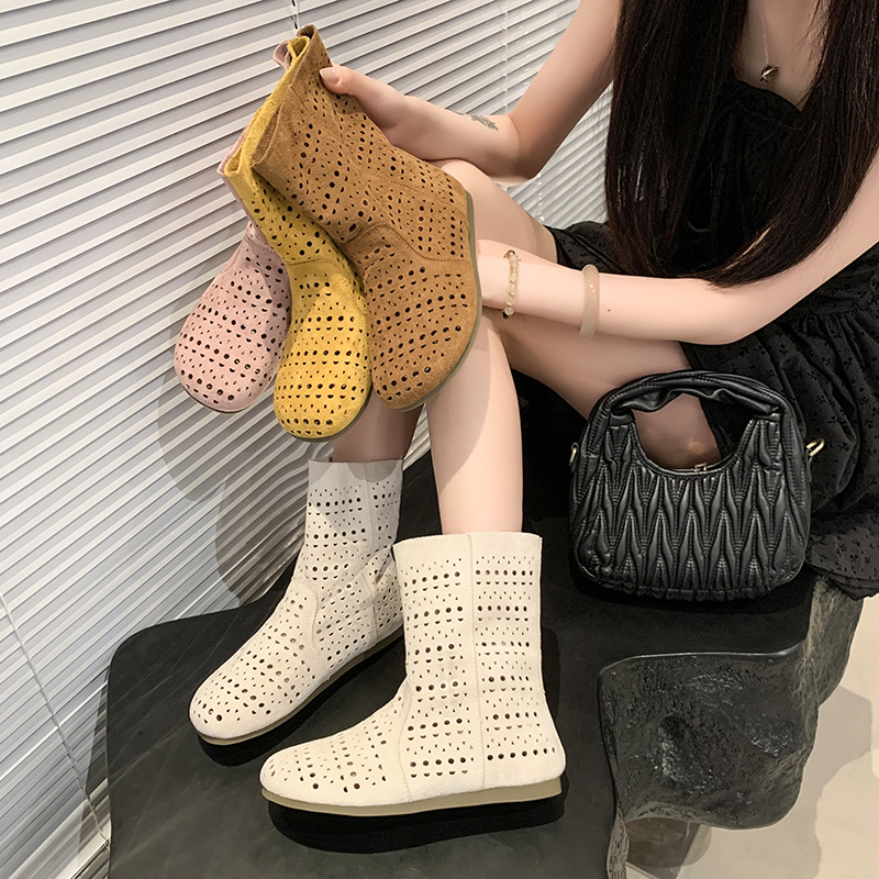 British Style Versatile Melard Boots 2026 Spring/Summer New Mesh Boots Hollow Breathable Flat Bottom Clogs Short Boots British Style Versatile Melard Boots 2026 Spring/Summer New Mesh Boots Hollow Breathable Flat Bottom Clogs Short Boots