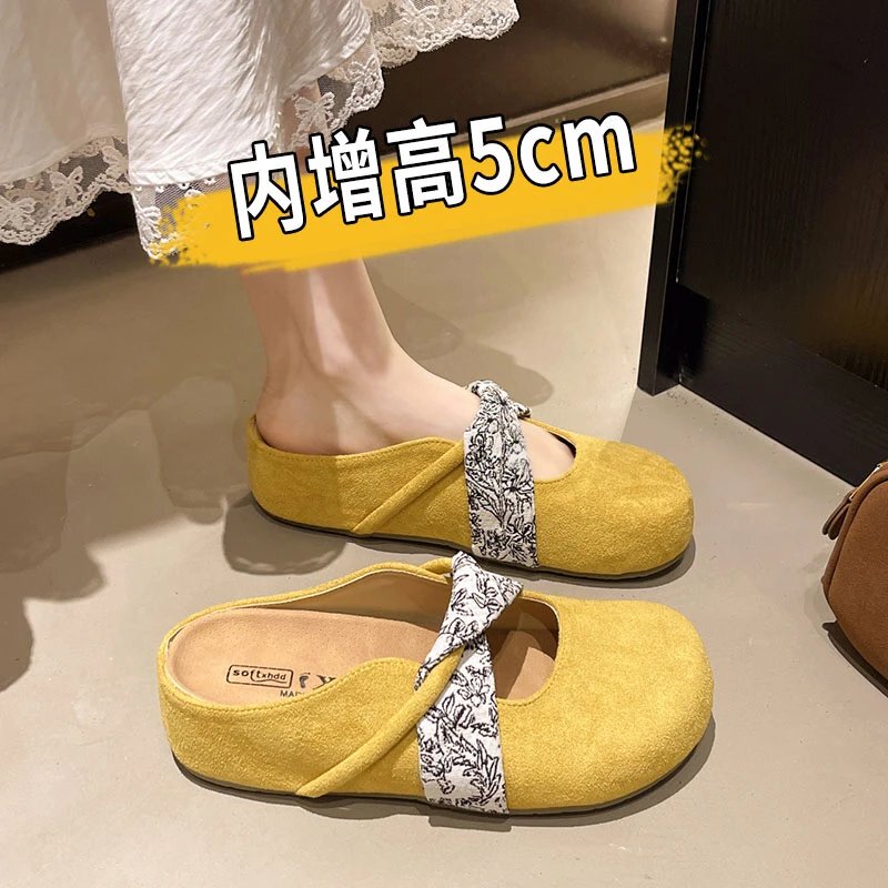 Thick-Soled Height-Increasing Birkenstock-Style Closed-Toe Slippers, Summer 2026 New French Retro Versatile Mary Jane Sandals for Outdoor Wear