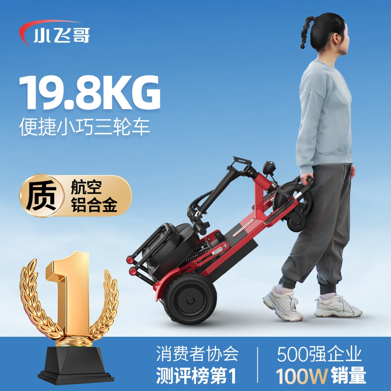 Xiaofeige Electric Tricycle, New Folding Model, Mobility Scooter for the Elderly, Small Electric Vehicle for Home Use, Mini Electric Bike