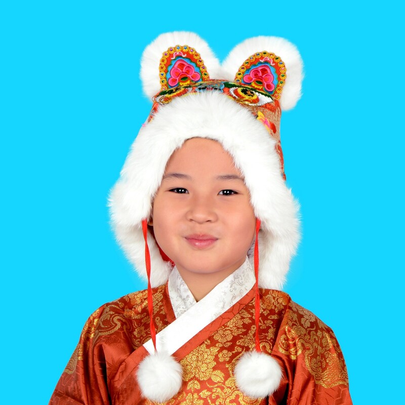 Baby's first year greeting hat Hanfu tiger head hat sweet and cute lottery full moon original design couple warm rabbit fur