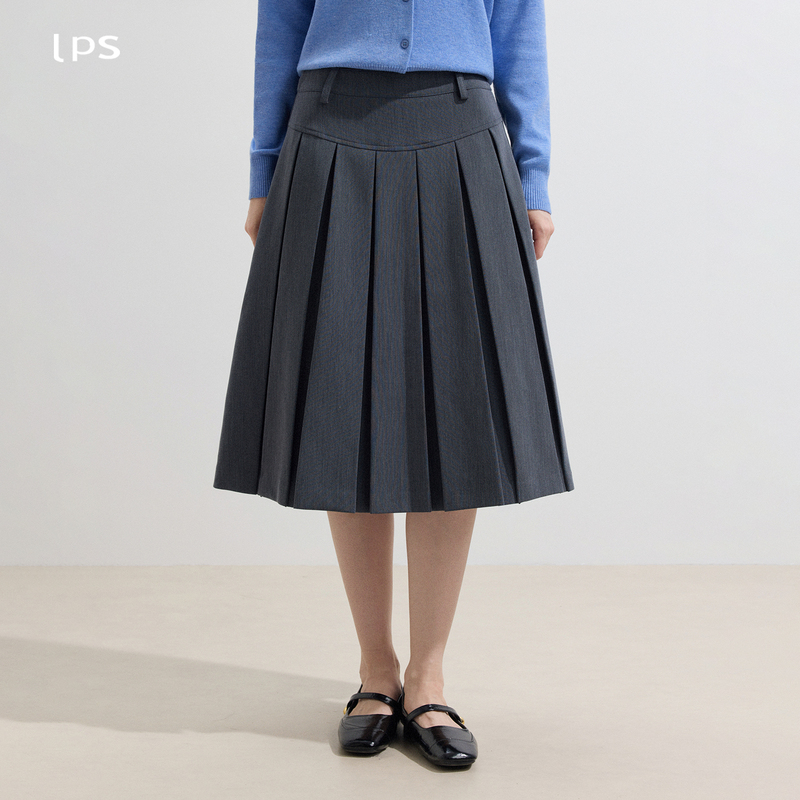 Lps High-End Gray Skirt for Women, Spring and Autumn 2026 New High-Waisted Petite Mid-Length A-Line Pleated Skirt Lps High-End Gray Skirt for Women, Spring and Autumn 2026 New High-Waisted Petite Mid-Length A-Line Pleated Skirt