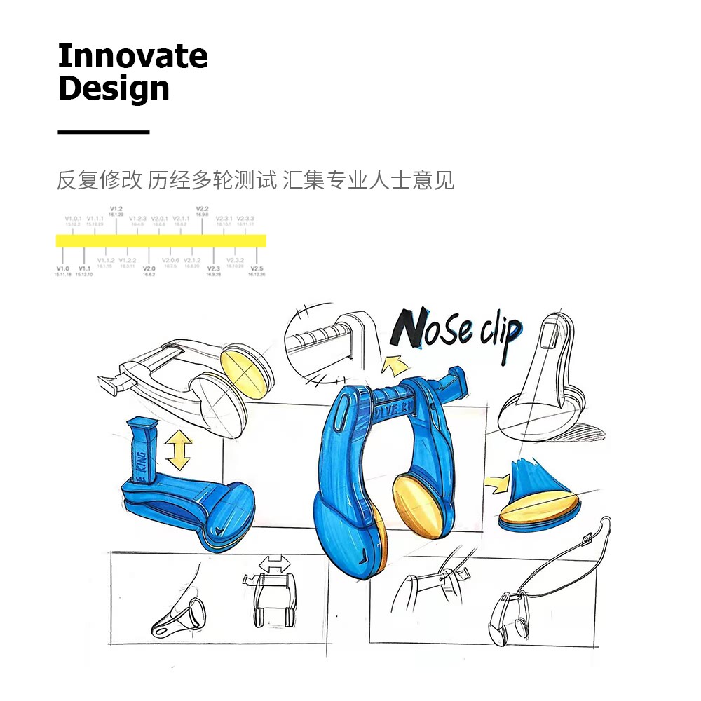 DIVING Free diving nose clip Fishing hunting Swimming free diving equipment Non-slip diving wear rope anti-loss