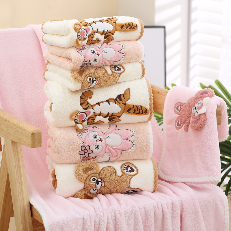 Disney Lina Belle Bath Towel, Cute Cartoon Embroidery, Thickened, Absorbent, Quick-Drying, Lint-Free Bath Towel
