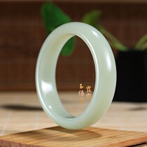 Xia Xia Yuanyuan Pavilion and Tian Jade Yutian and the end of the green and white jade bracelet medium wide girl A goods jade bracelet Wangfu bracelet