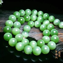 (Xia Xia Yuanyuan Pavilion) Xinjiang Hetian Jasper Cat Eye Apple Green Cat Eye 12mm Beaded Jasper Necklace